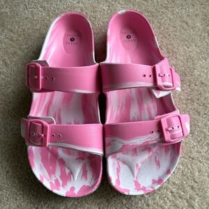 Shade and Shore Pink Tie Dye Buckle Sandals, Target Sandals Women’s Size 9
